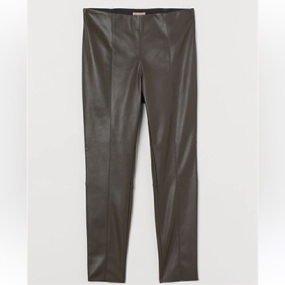 H&M Dark Green Faux Leather LeggingsPants(Size 10)